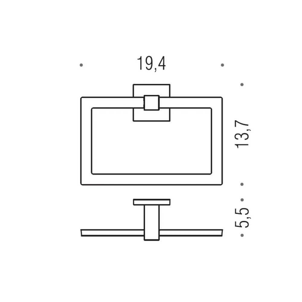Porta salviette ad Anello di forma squadrata in ottone cromato  Colombo Design collezione BasicQ Con fissaggio a tassello