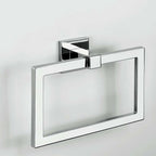 Porta salviette ad Anello di forma squadrata in ottone cromato  Colombo Design collezione BasicQ Con fissaggio a tassello