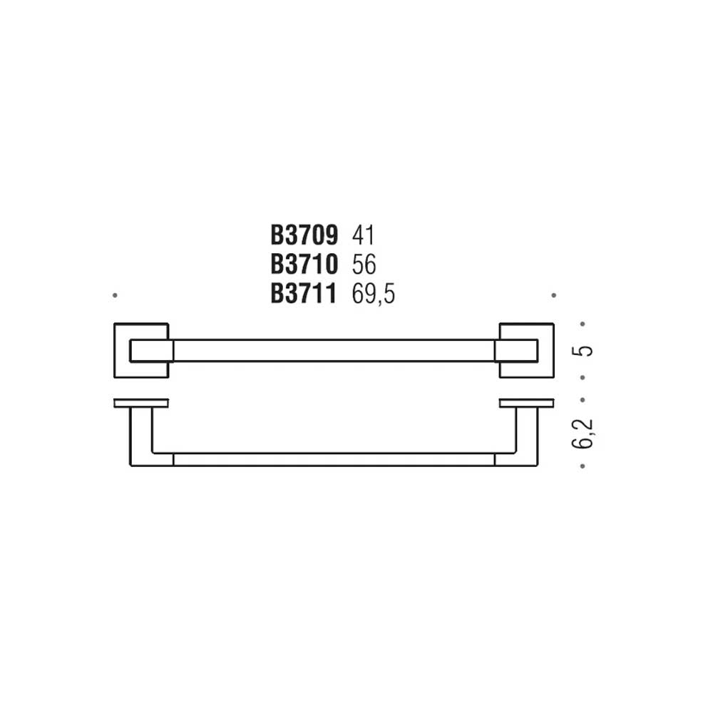Porta salviette da bagno cm 56 di forma squadrata in ottone cromato  Colombo Design collezione BasicQ Con fissaggio a tassello