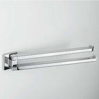 Porta salviette da bagno a doppio snodo di forma squadrata in ottone cromato  Colombo Design collezione BasicQ Con fissaggio a tassello