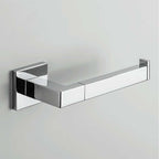 Porta rotolo Destro di forma squadrata in ottone cromato  Colombo Design collezione BasicQ Con fissaggio a tassello