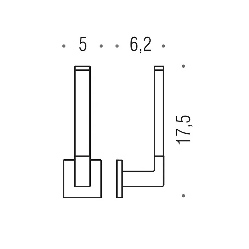 Porta rotolo Verticale di forma squadrata in ottone cromato  Colombo Design collezione BasicQ Con fissaggio a tassello