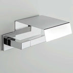 Porta rotolo Coperto di forma squadrata in ottone cromato  Colombo Design collezione BasicQ Con fissaggio a tassello