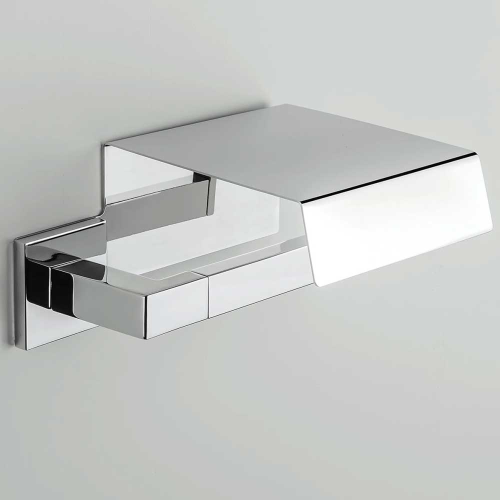 Porta rotolo Coperto di forma squadrata in ottone cromato  Colombo Design collezione BasicQ Con fissaggio a tassello