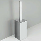 Porta scopino wc da appoggio di forma squadrata in ottone cromato  Colombo Design collezione BasicQ Con fissaggio a tassello