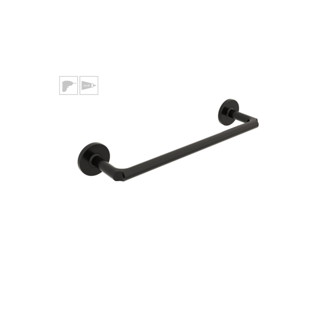 Porta asciugamani da incollo o da fissare a parete in ottone verniciato nero opaco collezione SebecÃ  di Lineabeta - 350mm