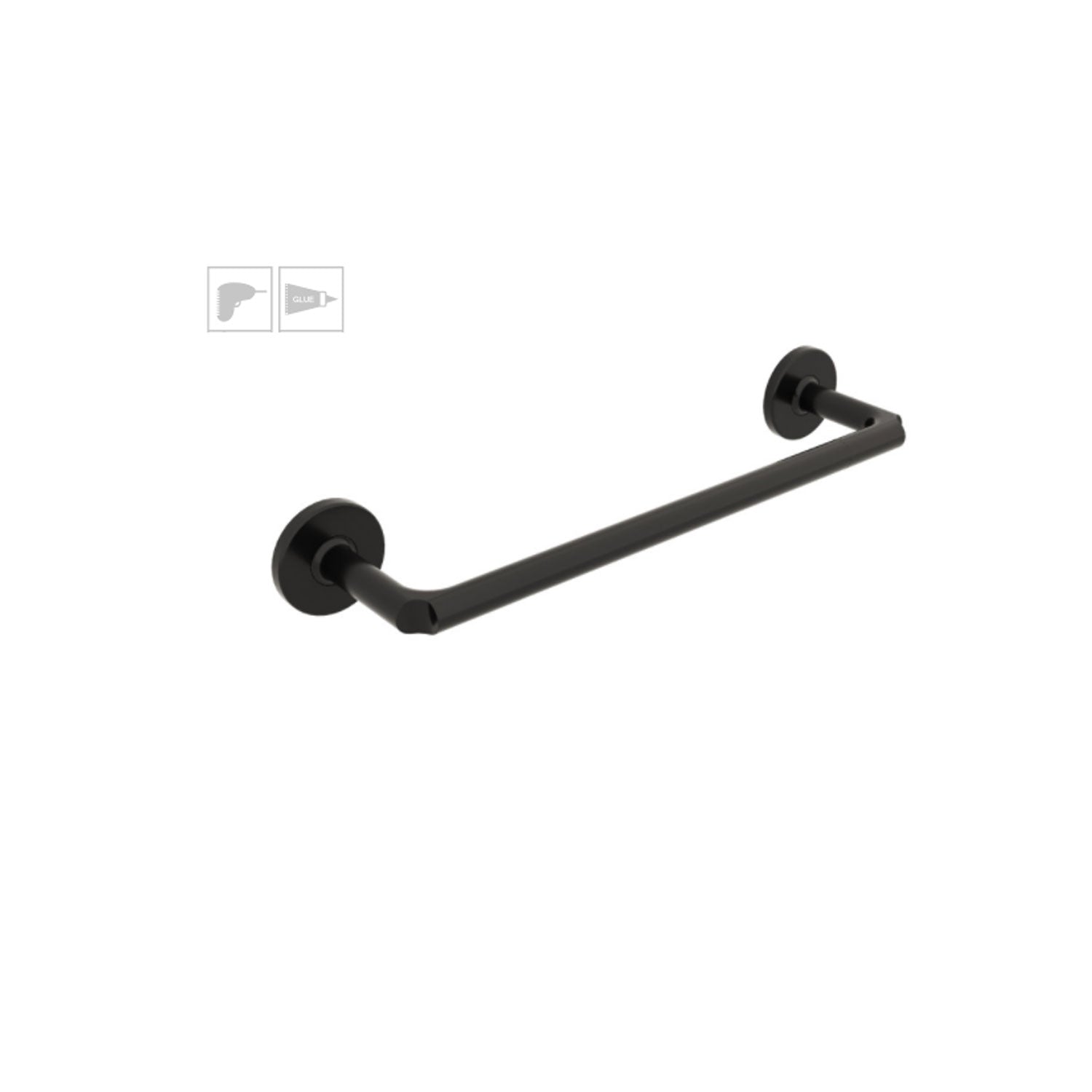 Porta asciugamani da incollo o da fissare a parete in ottone verniciato nero opaco collezione SebecÃ  di Lineabeta - 350mm