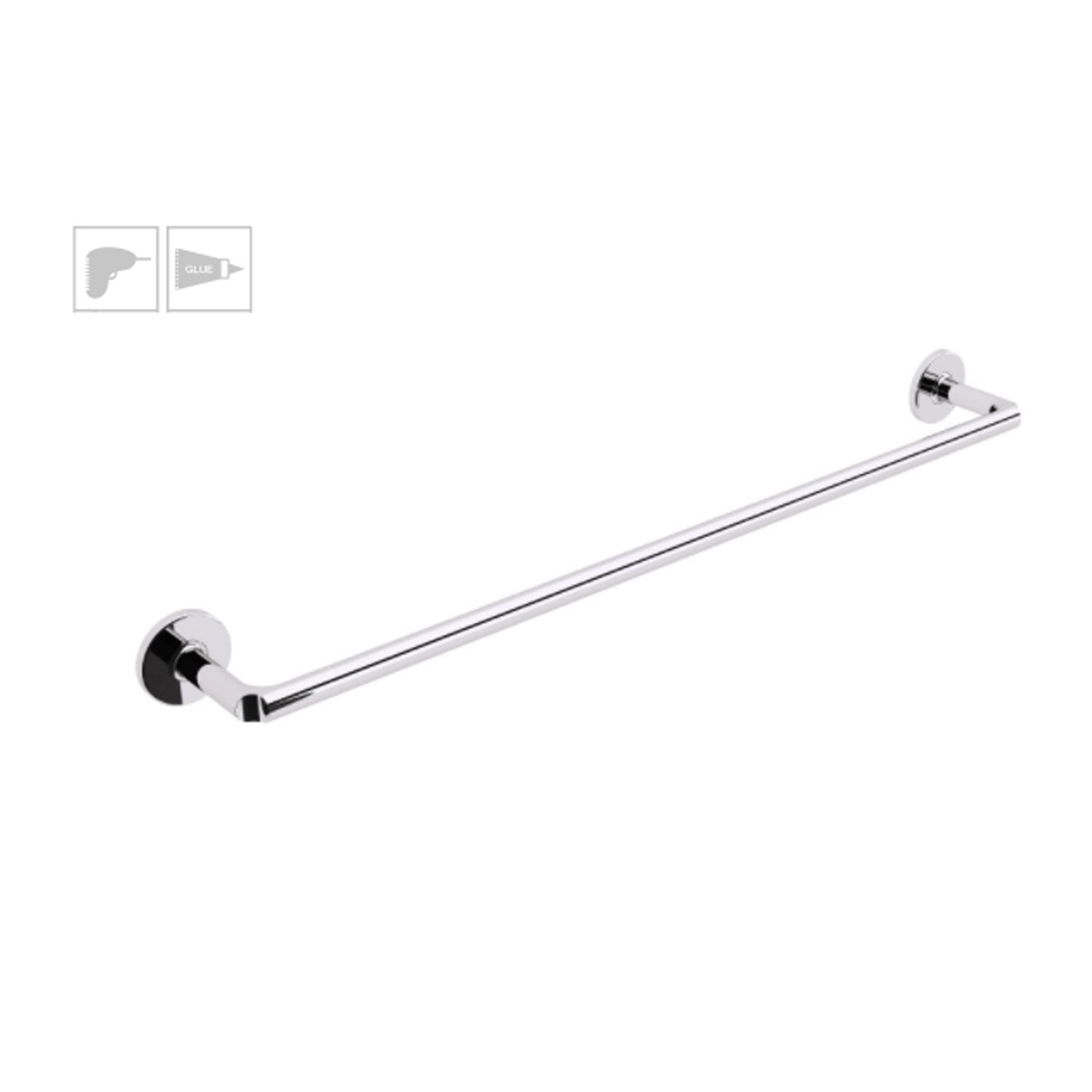 Porta asciugamani da incollo o da fissare a parete in ottone cromato collezione SebecÃ  di Lineabeta - 650mm