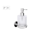 Dispenser sapone da incollo o da fissare a parete in ottone cromato e vetro acidato collezione SebecÃ  di Lineabeta 250ml