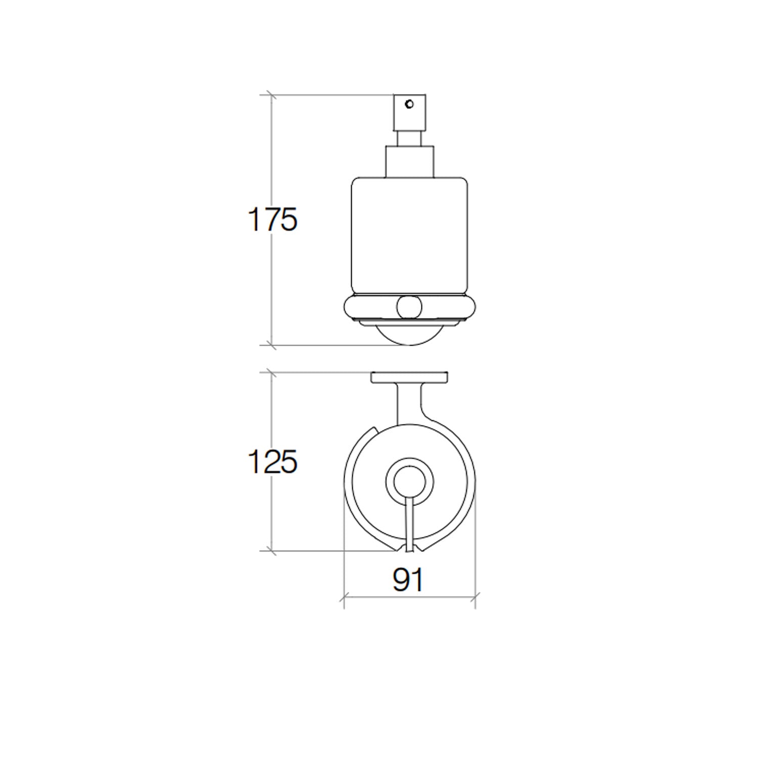 Dispenser sapone da incollo o da fissare a parete in ottone verniciato nero opaco e vetro acidato collezione SebecÃ  di Lineabeta 250ml