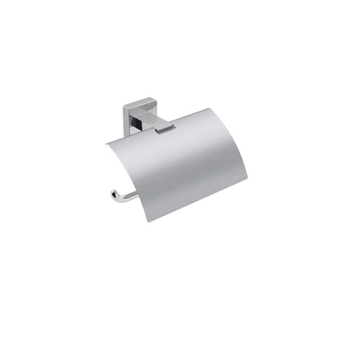 Porta rotolo coperto in ottone da fissare a parete collezione Dado di Lineabeta - Metallo satinato