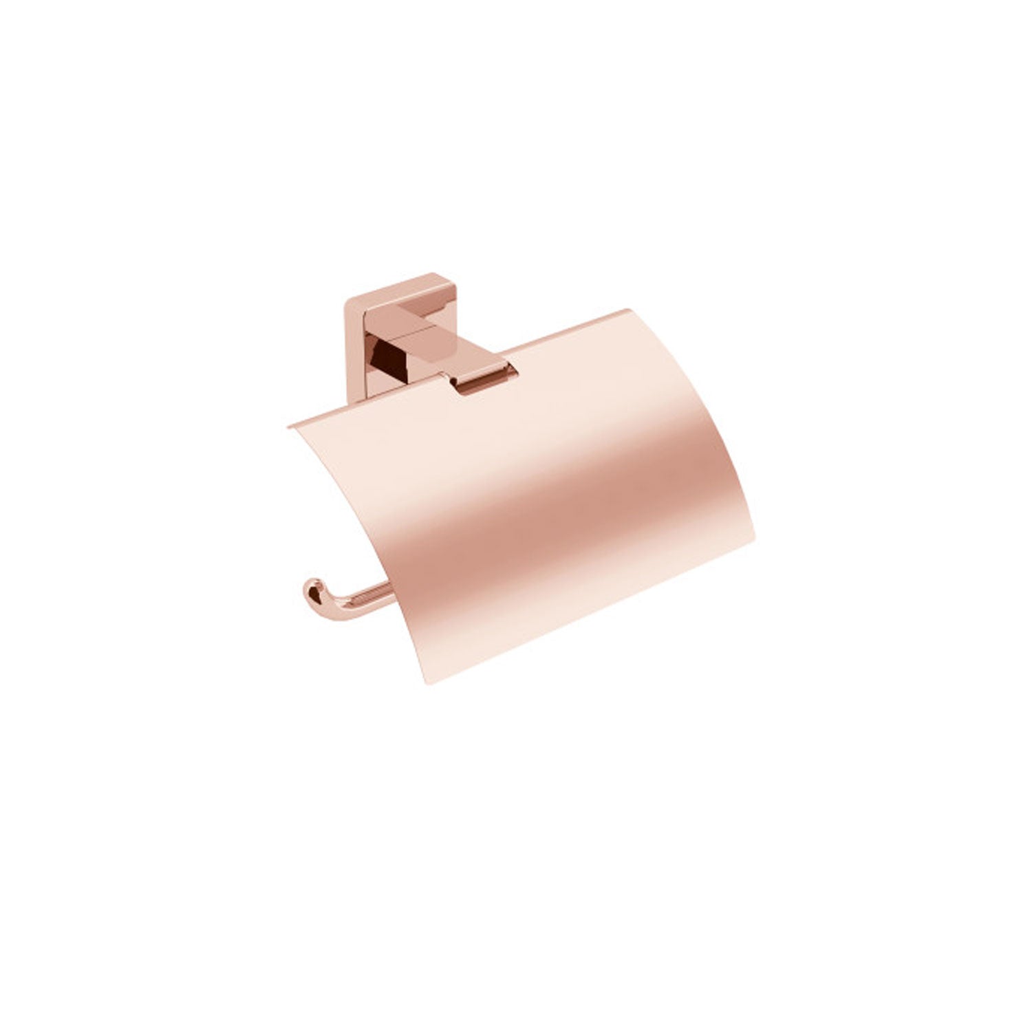 Porta rotolo coperto in ottone da fissare a parete collezione Dado di Lineabeta - Metallo oro rosa