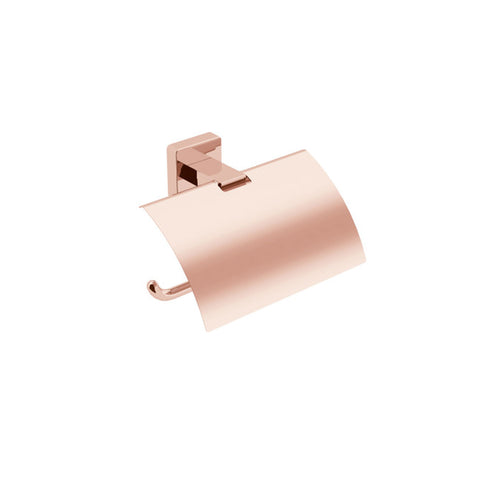 Porta rotolo coperto in ottone da fissare a parete collezione Dado di Lineabeta - Metallo oro rosa