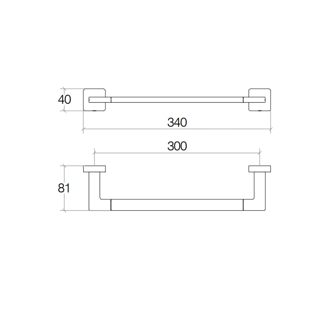 Porta asciugamani in ottone da fissare a parete collezione Dado di Lineabeta - Metallo satinato 340mm