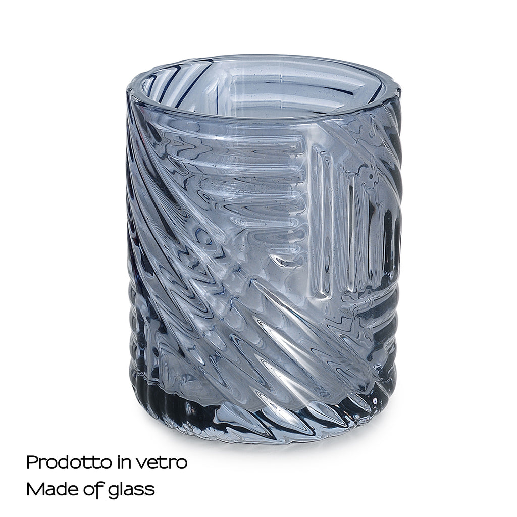 Portaspazzolini in vetro Gedy serie Corinne - Blu