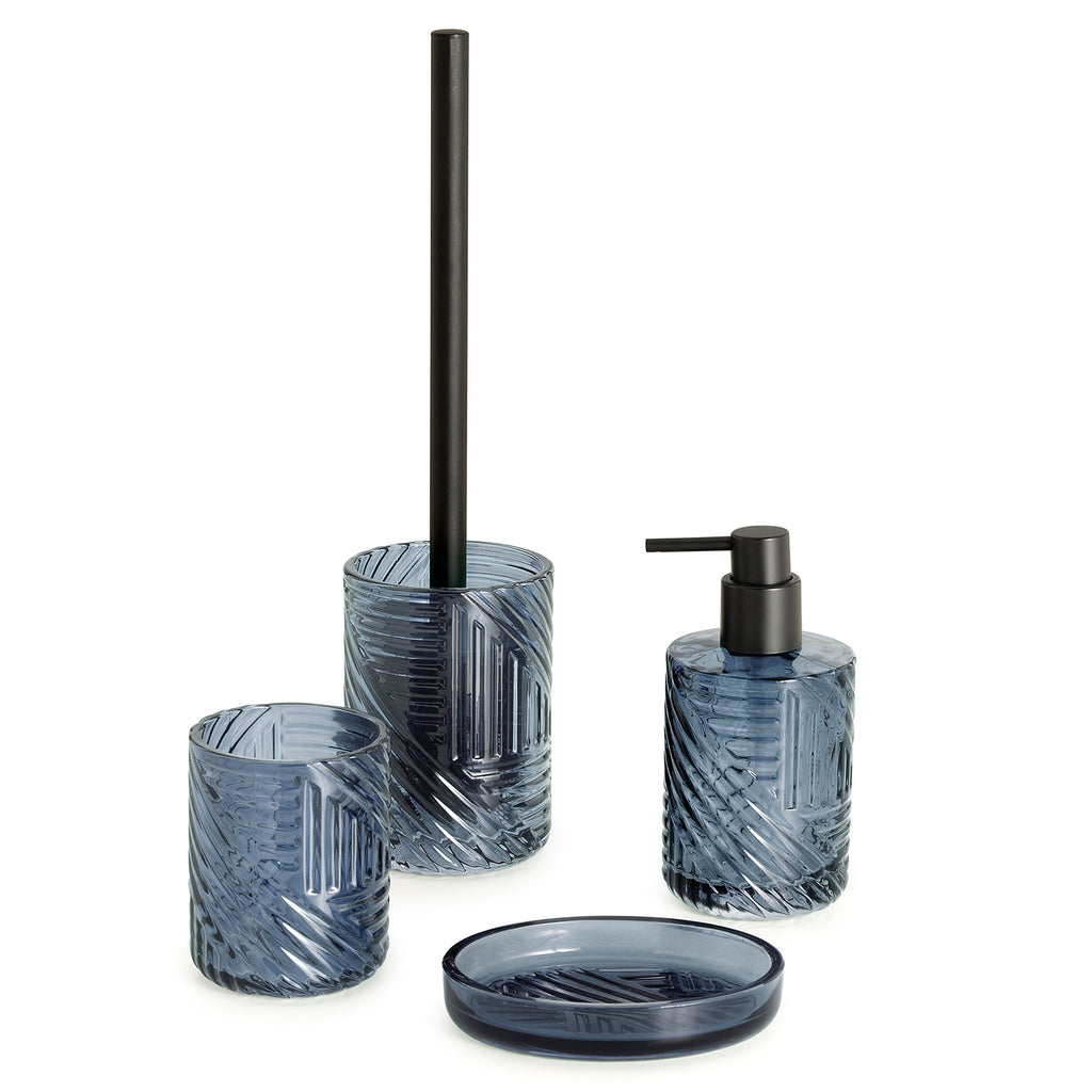 Portaspazzolini in vetro Gedy serie Corinne - Blu
