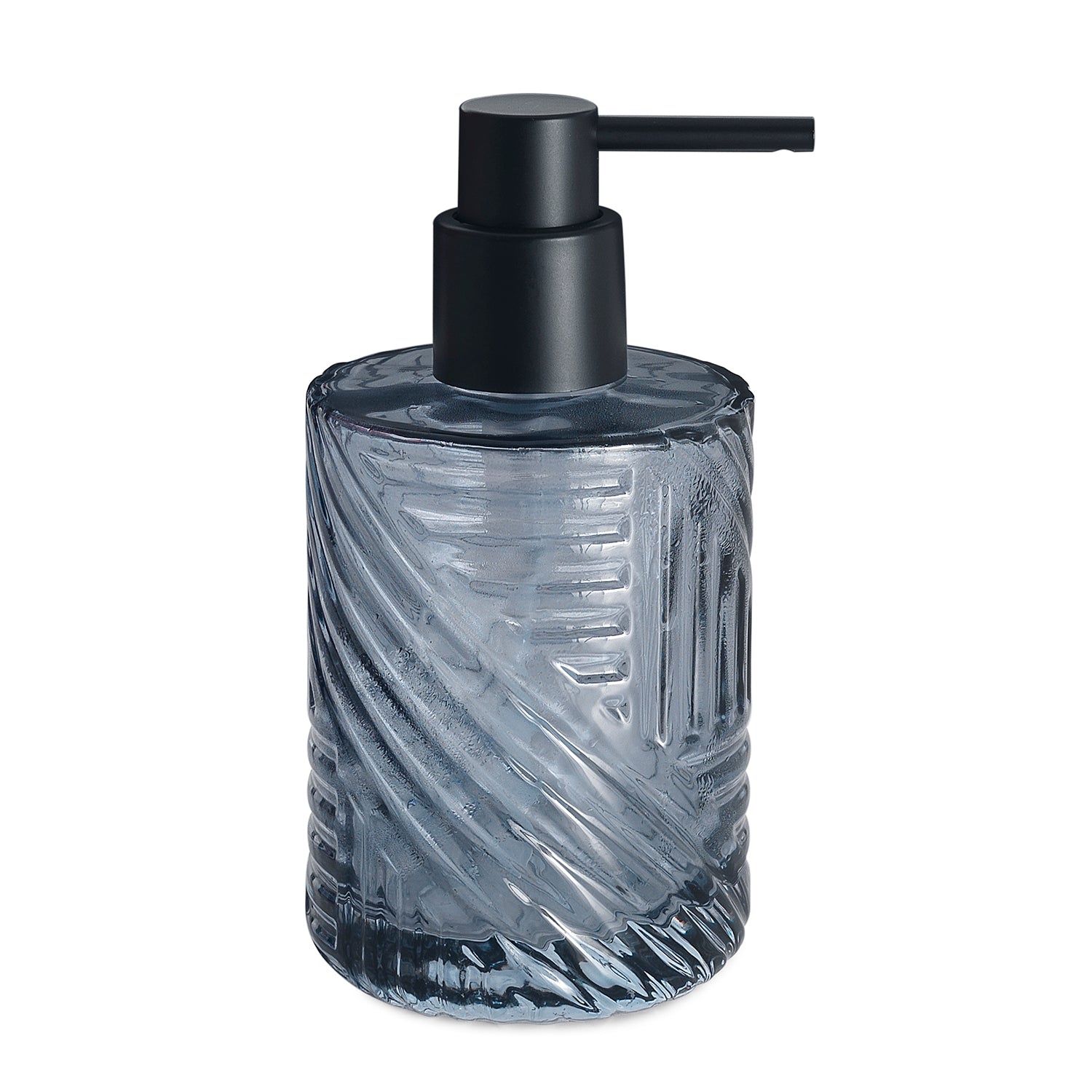 Dosasapone in vetro con erogatore in plastica nera Gedy serie Corinne - Blu
