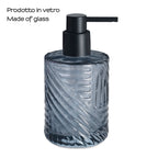 Dosasapone in vetro con erogatore in plastica nera Gedy serie Corinne - Blu