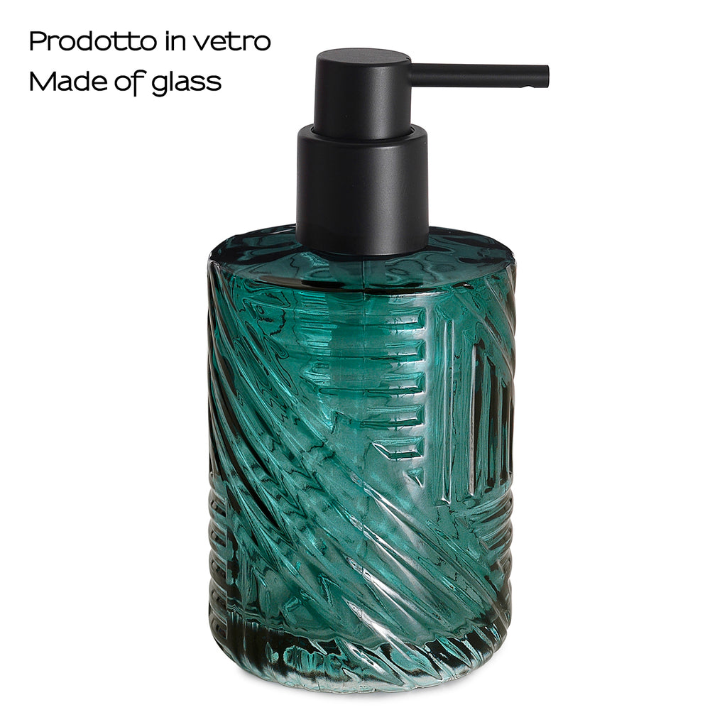 Dosasapone in vetro con erogatore in plastica nera Gedy serie Corinne - Verde