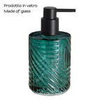Dosasapone in vetro con erogatore in plastica nera Gedy serie Corinne - Verde