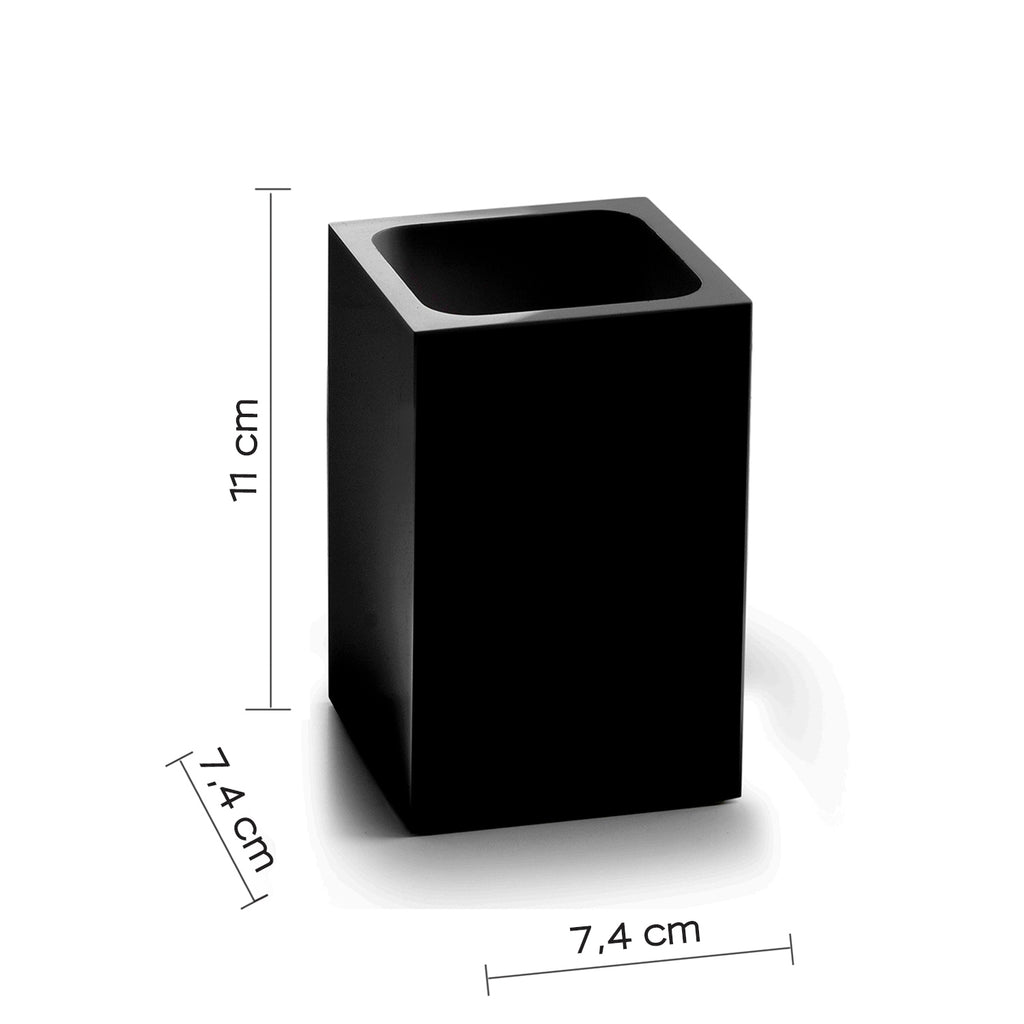 Portaspazzolini in resina e sabbia Gedy serie Sofia - Nero