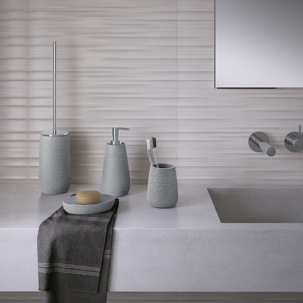 Portaspazzolini da appoggio in resina Gedy serie Gemini - Grigio