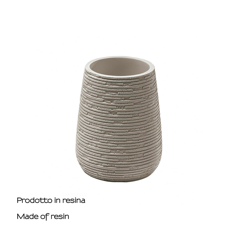 Portaspazzolini da appoggio in resina Gedy serie Gemini - Tortora