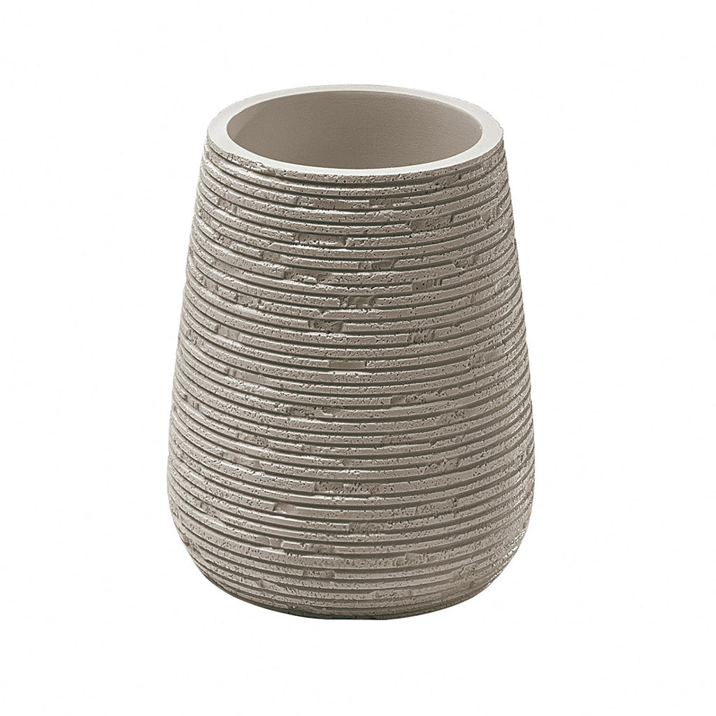 Portaspazzolini da appoggio in resina Gedy serie Gemini - Tortora