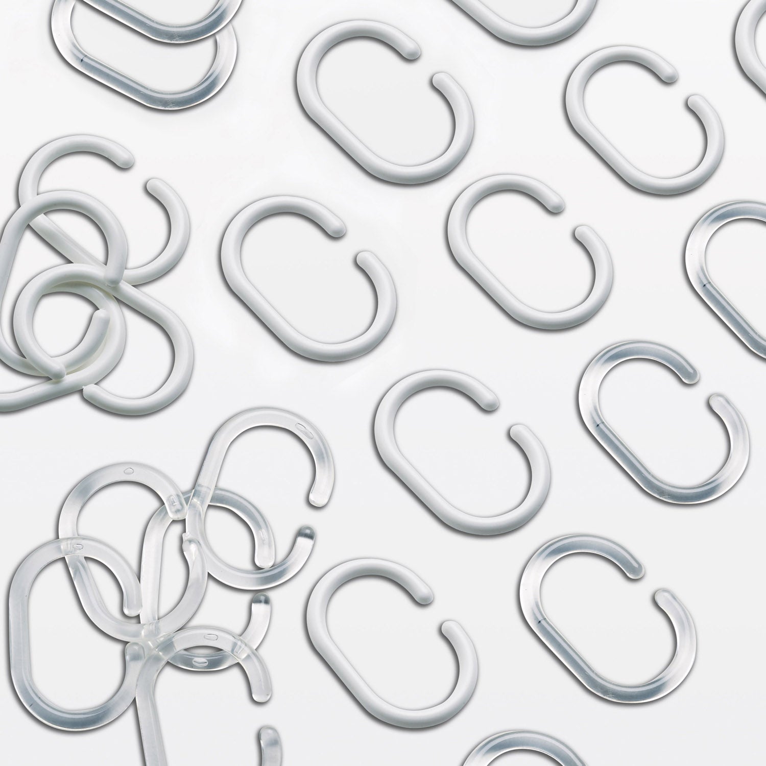 12 anelli per tenda doccia in resine termoplastiche di Gedy - Trasparente