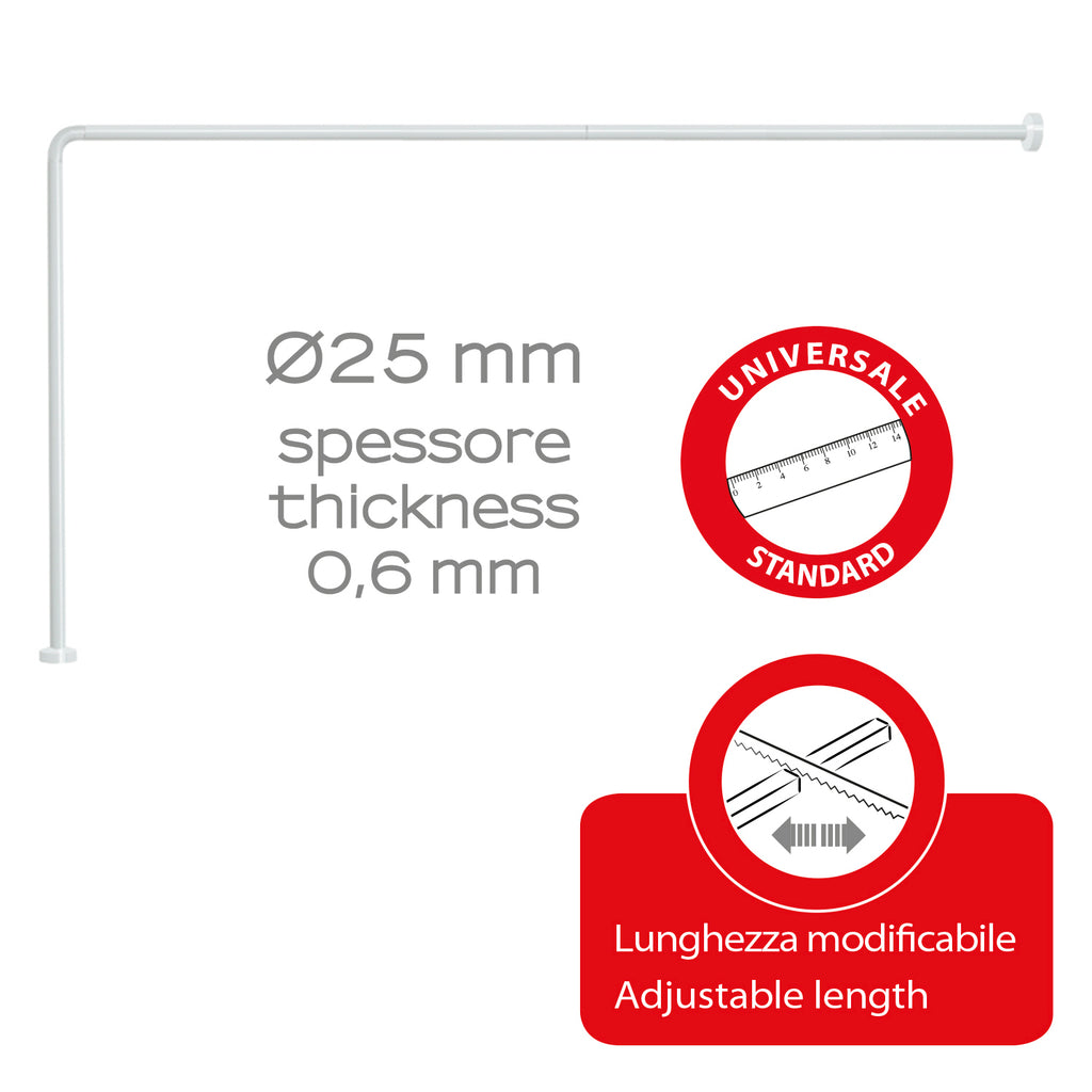 Asta doccia angolare in Alluminio 80x170 cm di Gedy - Bianco