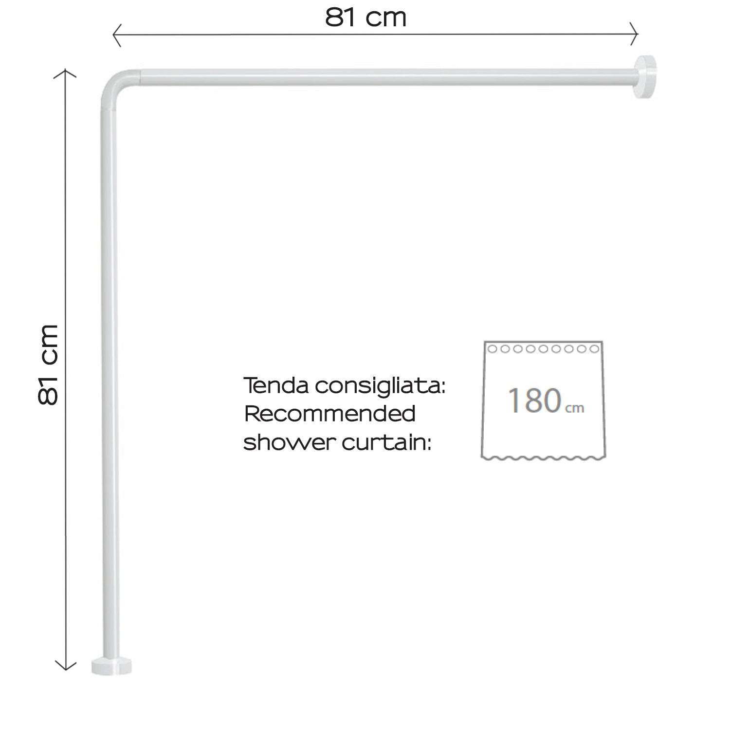 Asta doccia angolare in Alluminio 80x80 cm di Gedy - Bianco