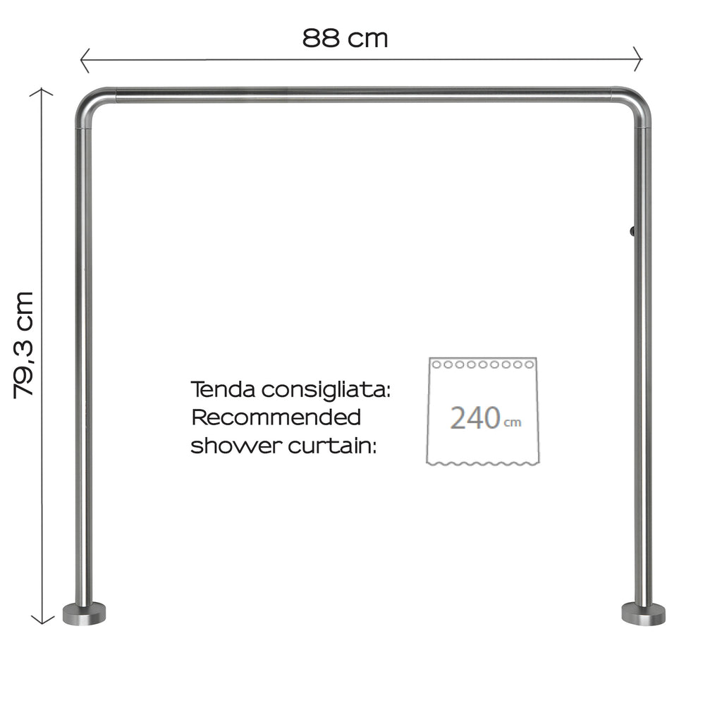 Asta doccia angolare 80x80x80 cm di Gedy - Alluminio Anodizzato