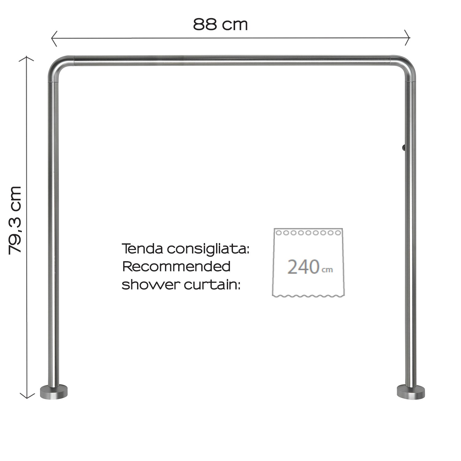 Asta doccia angolare 80x80x80 cm di Gedy - Alluminio Anodizzato