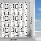 Tenda doccia in tessuto 240x200 cm modello Piper di Gedy - Beige/Nero