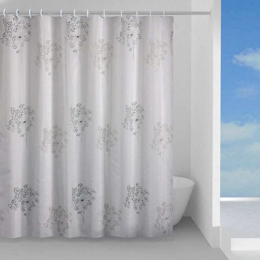Tenda doccia in tessuto 180x200 cm modello Parfume di Gedy - Bianco/Nero