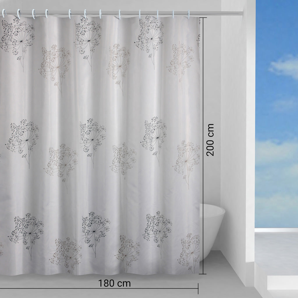 Tenda doccia in tessuto 180x200 cm modello Parfume di Gedy - Bianco/Nero