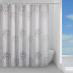 Tenda doccia in tessuto 240x200 cm modello Parfume di Gedy - Bianco/Nero