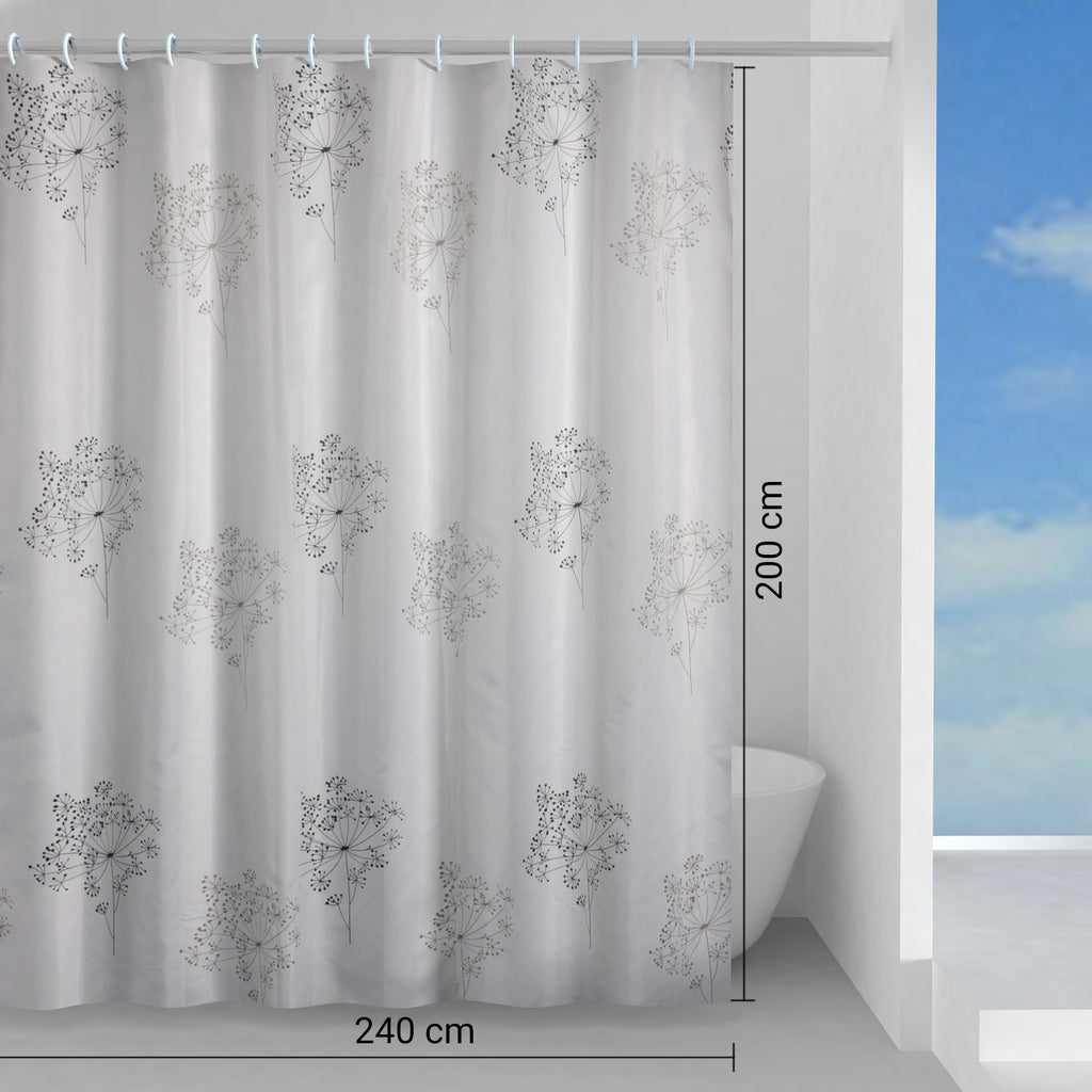 Tenda doccia in tessuto 240x200 cm modello Parfume di Gedy - Bianco/Nero
