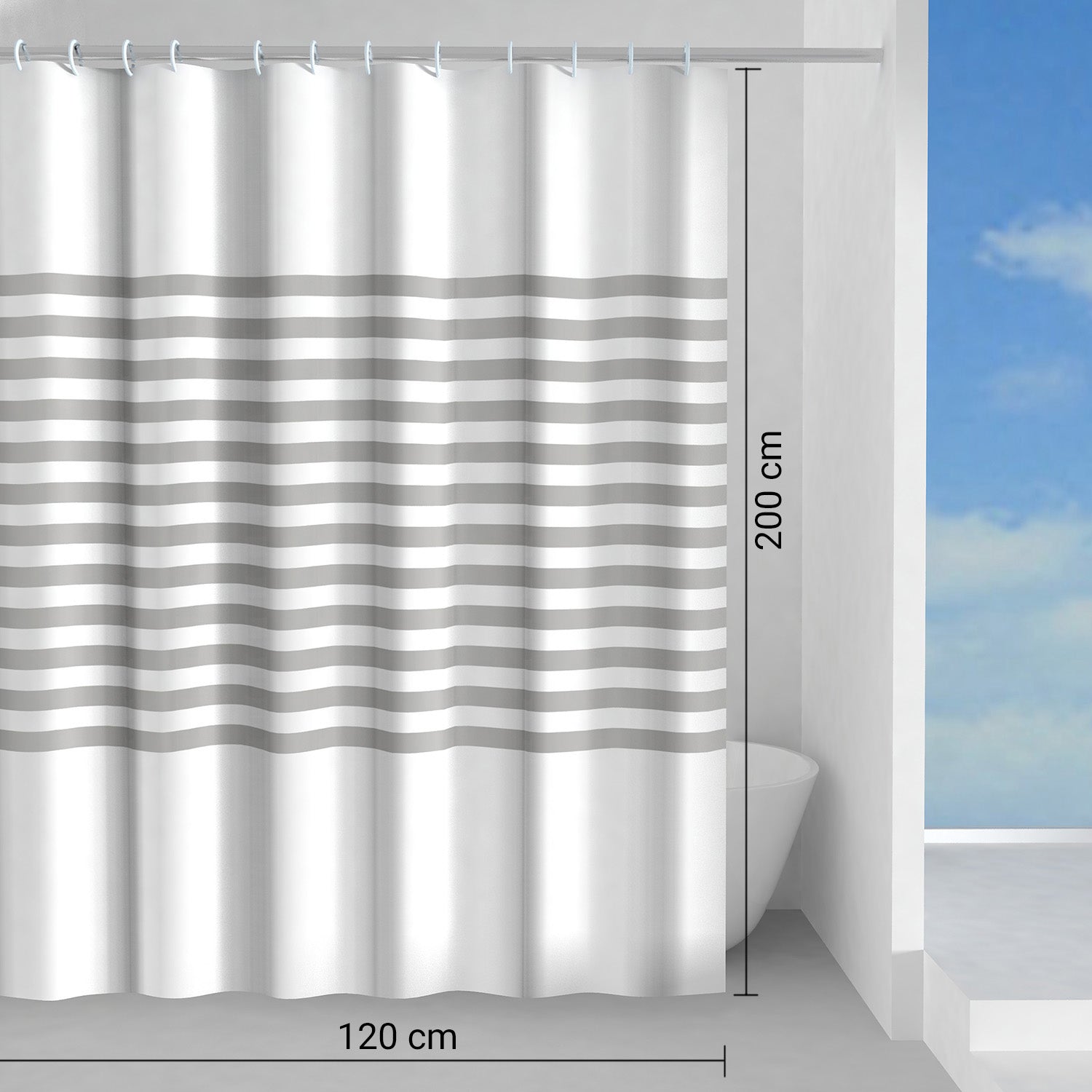 Tenda doccia in tessuto 120x200 cm modello Parallele di Gedy - Grigio