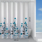 Tenda doccia in tessuto 240x200 cm modello Ricordi di Gedy - Celeste/Turchese/Nero