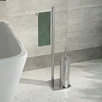 Piantana in Acciaio Inox con portarotolo e scopino Gedy serie Trilly - Cromato