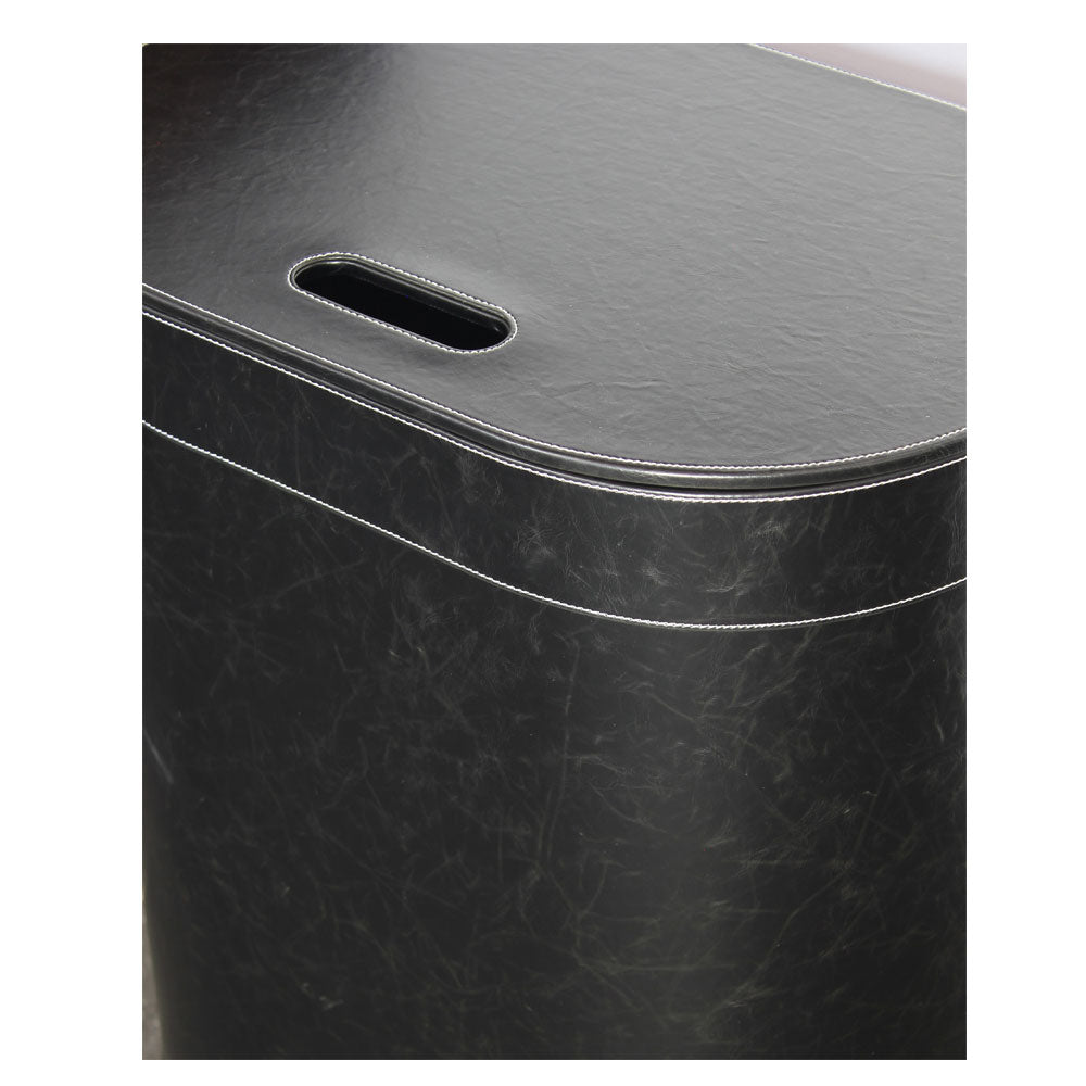 Porta Biancheria stile Vintage 'Koh-i-Noor' in ecopelle con sacca interna - cm 48x30x61h - Nero