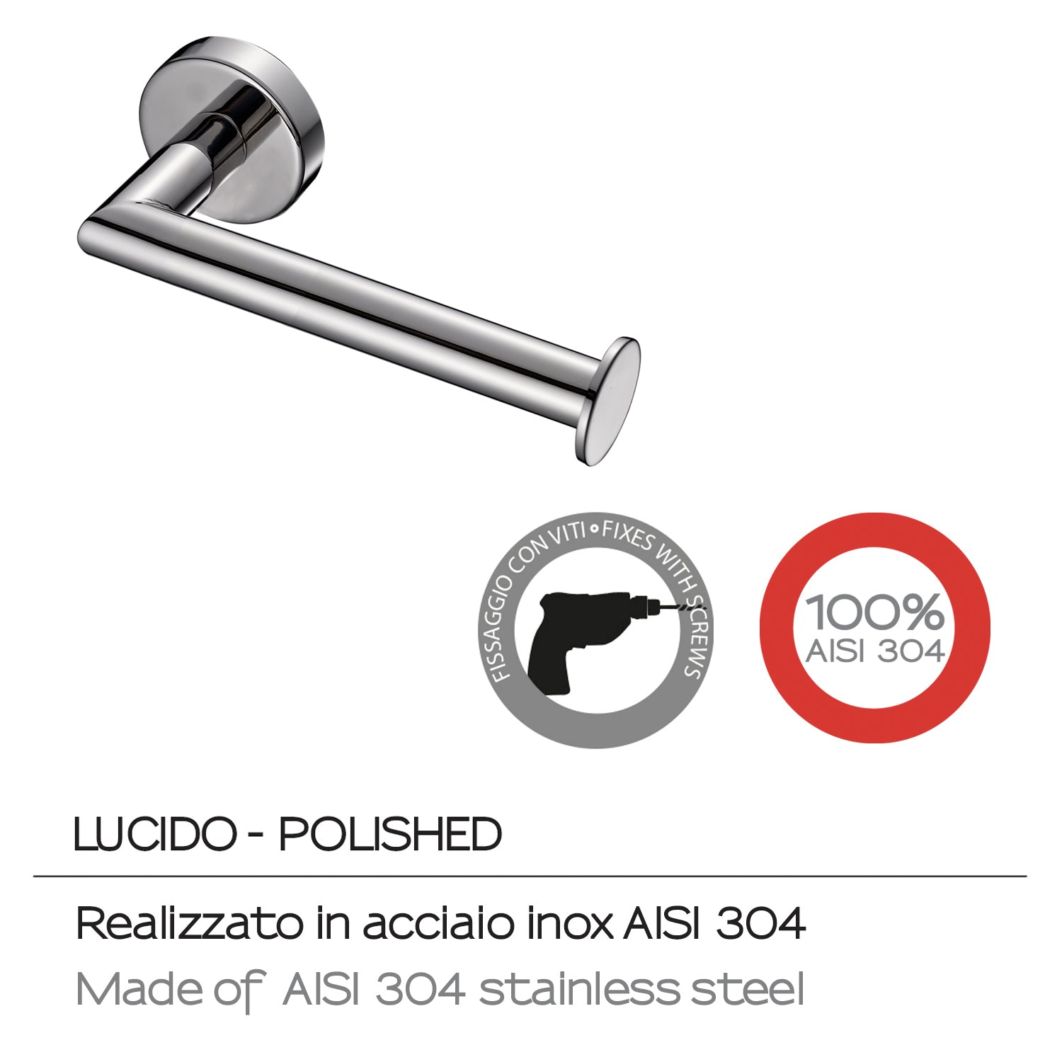Portarotolo in Acciaio Inox AISI 304 Gedy serie Project - Lucido