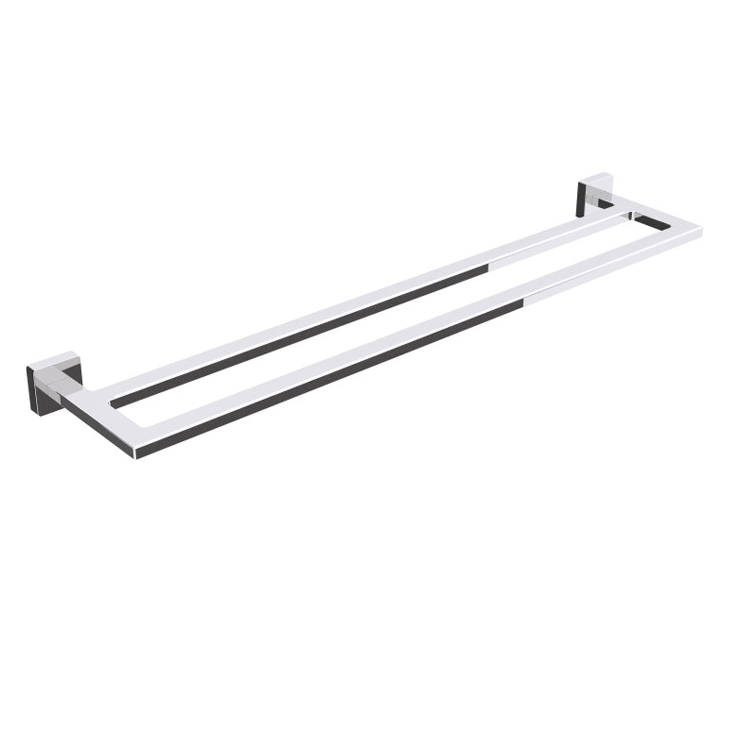 Porta asciugamani doppio in ottone da fissare a parete collezione Dado di Lineabeta - Metallo cromo 640mm