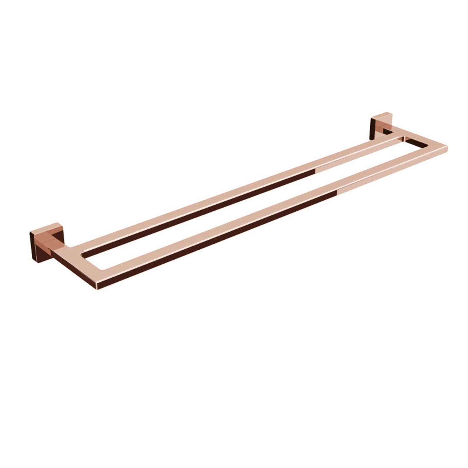 Porta asciugamani doppio in ottone da fissare a parete collezione Dado di Lineabeta - Metallo oro rosa 640mm