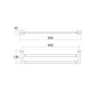 Porta asciugamani doppio in ottone da fissare a parete collezione Dado di Lineabeta - Metallo oro 640mm
