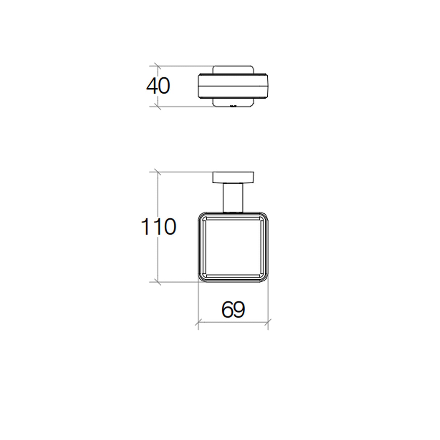 Ghiera porta accessori da fissare a parete collezione Dado di Lineabeta - metallo nero opaco