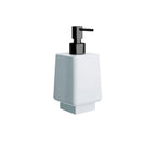 Dispenser sapone in ceramica bianca collezione Dado di Lineabeta 250ml - dosatore nero opaco