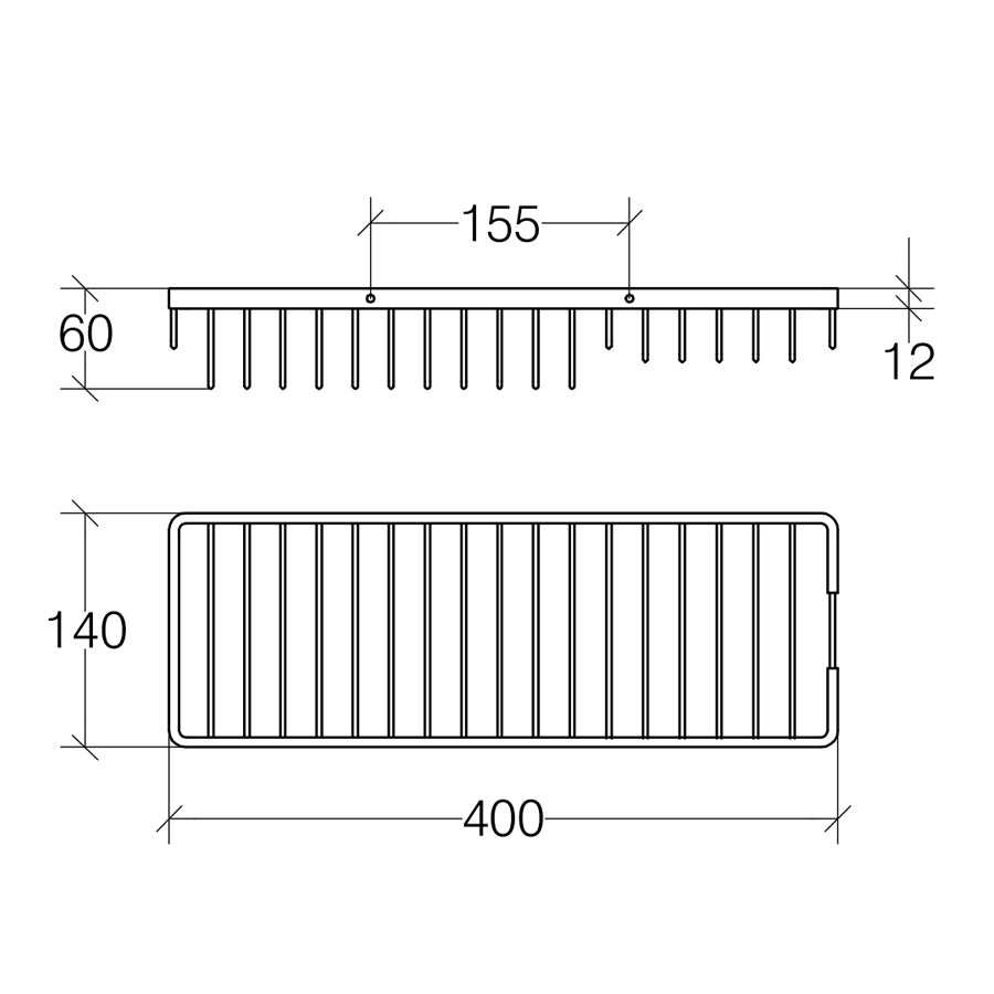 Portaoggetti doccia grigliato rettangolare in ottone cromato 40x14 cm collezione Filo di Lineabeta