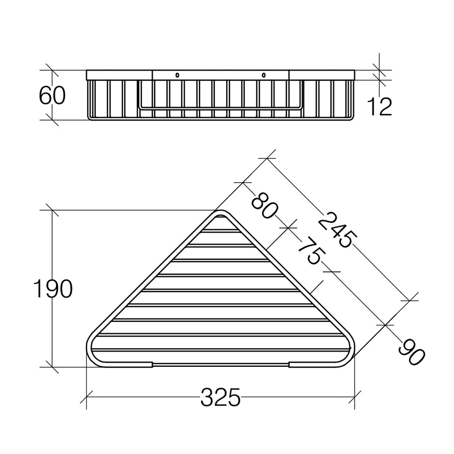 Angolare doccia grigliato stondato in ottone cromato 32